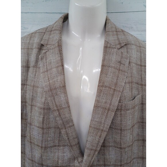 Tasso Elba 100% Linen Sport Coat Blazer Jacket Lined 2 Button Beige Men’s Sz XL - Picture 2 of 9